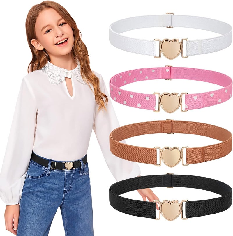 Jas. Good Elastic Belts for Toddler Kids Adjustable Boys Girls Teens Stretch Belts with Heart Buckle for Back to School - Image 1